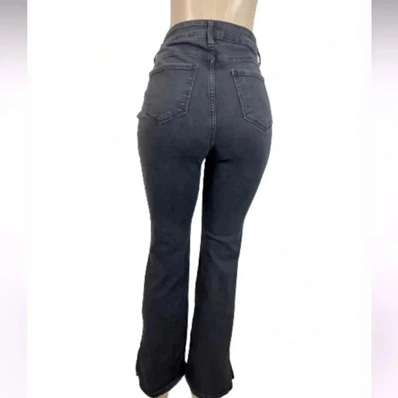 NINEWEST HIGH WAIST BOOT CUT BLACK GRAY JEANS SPLIT ANKLE STRETCH - Picture 7 of 15